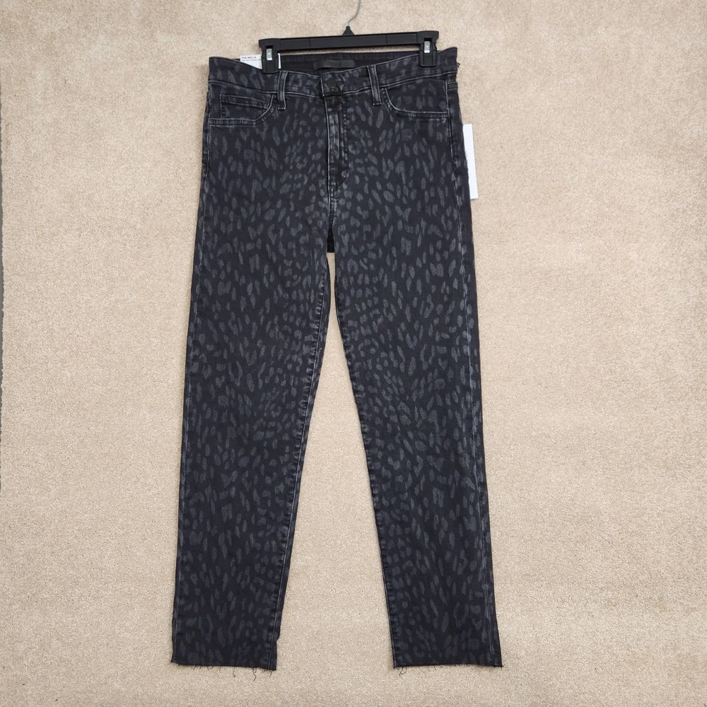 Joe's Black Laser Cheeta The Milla High Rise Straight Ankle Jeans Size 31 NWT